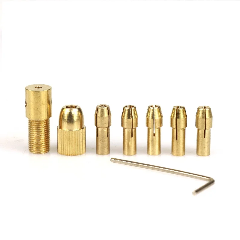 XCAN Mini uchwyt wiertarski Adapter Collet 7 sztuk 2.35mm wał silnika elektrycznego dla Dremel akcesoria obrotowe 0.5-3.0mm wiertła Collet — zdjęcie 2