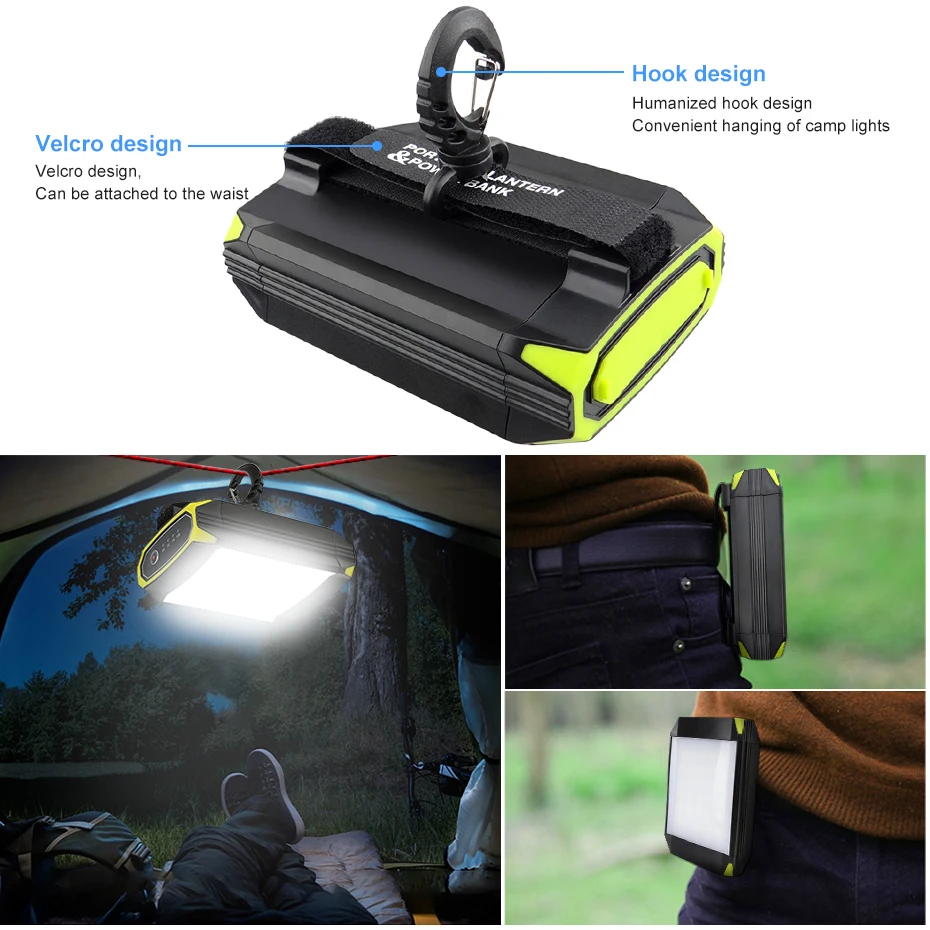 Luz LED de trabajo para tienda de campaña, reflector portátil con carga USB, impermeable, 6000mAh, para senderismo y Camping