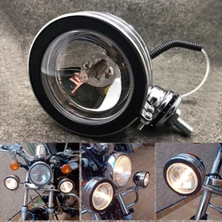 1PC Metal Chrome Universal Motorcycle Fog Light Front Driving Spot Auxiliary Lamp For Honda Shadow Yamaha V-stars Kawasaki