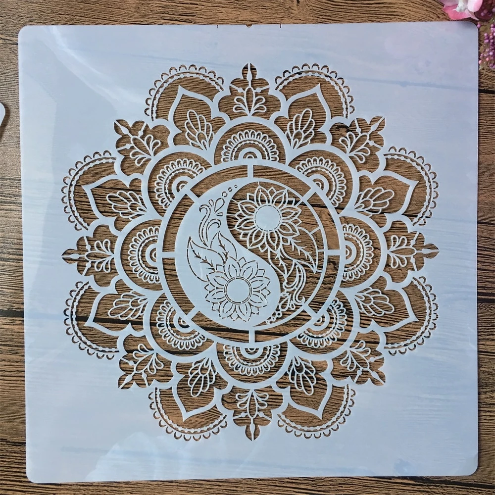 

30*30 см Геометрия мандалы Taiji DIY слои трафареты настенная живопись искусственная кожа декоративный шаблон