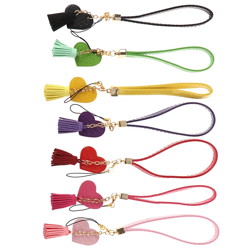 Love Heart Tassel Hand Wrist Lanyard Strap String For Phones For IPhone 7 8 X 6 For Xiaomi Camera USB Flash Drives Keychains