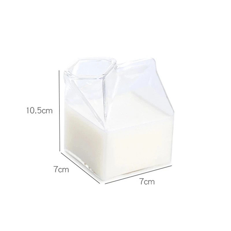 250ml Creative Milk Box Cup Transparent Milk Box Shape Glass Cups Students Drink Bottle for Juice Cute Coffee Cup Tea Drinkware