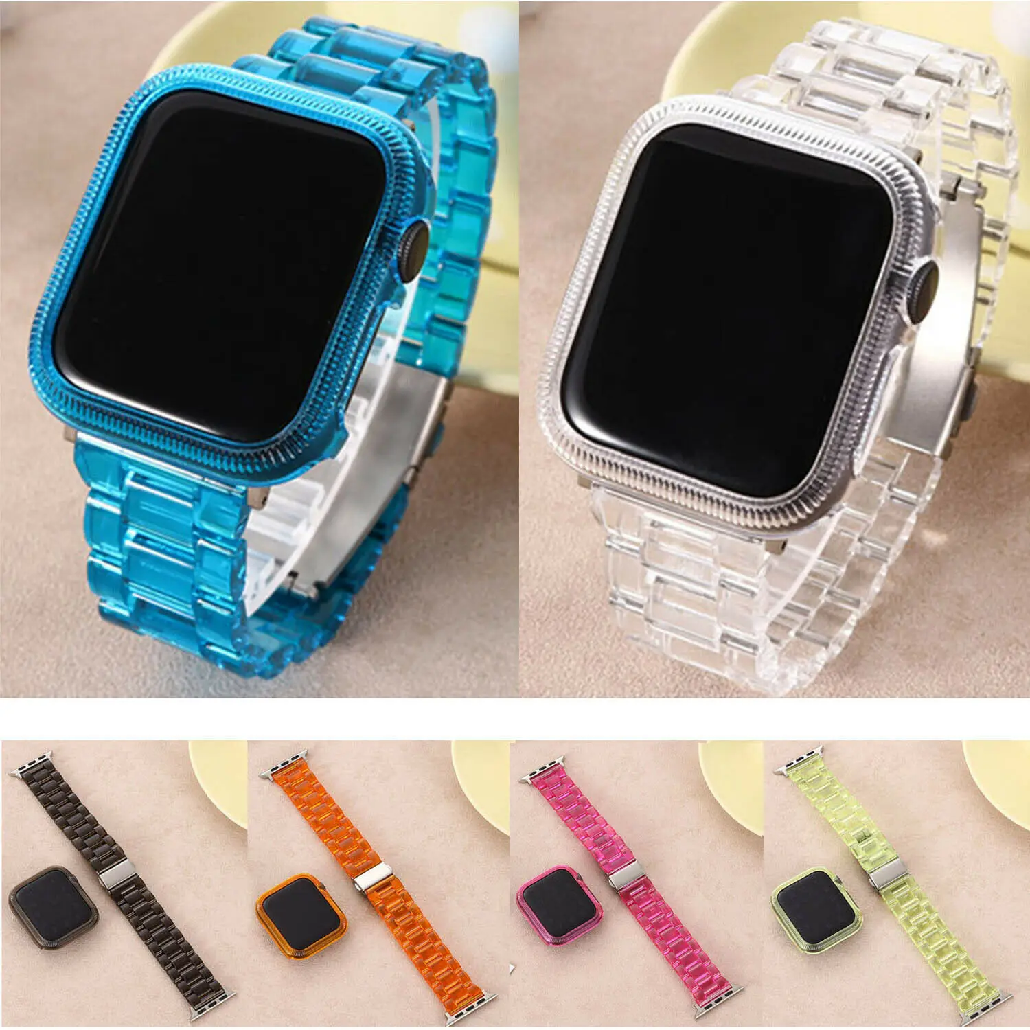 Transparent Silicone Case Strap For Apple Watch Band 38mm 40mm 42mm 44mm Protect Cover For iWatch Series 6 5 4 3 2 Bracelet