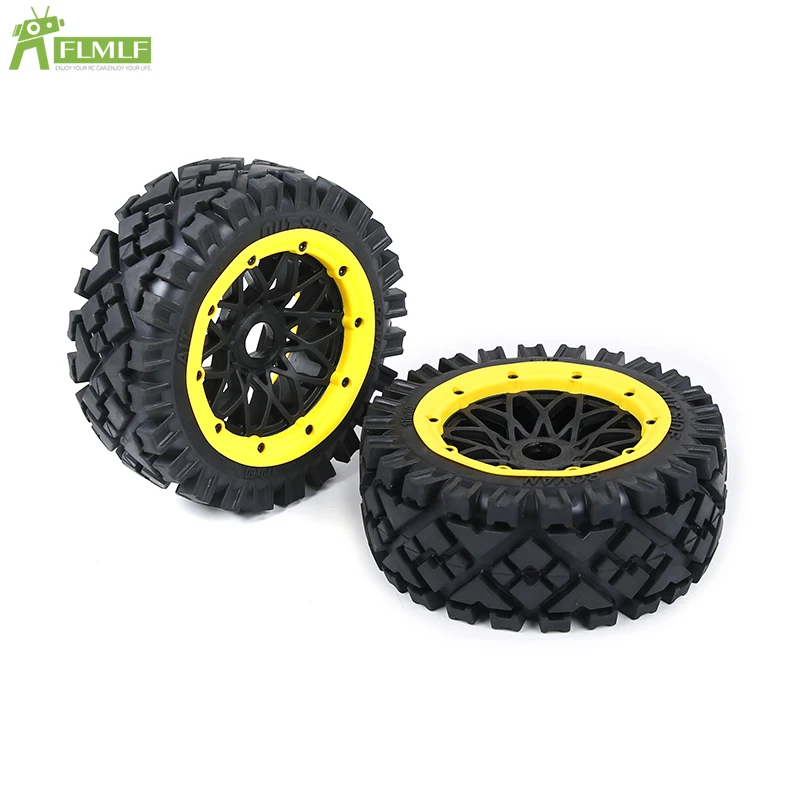 All-terrain Tire Reticulated Wheel Hub Front or Rear Wheels Tyre Kit for 1/5 HPI ROFUN BAHA ROVAN KM BAJA 5B Toys Games Parts