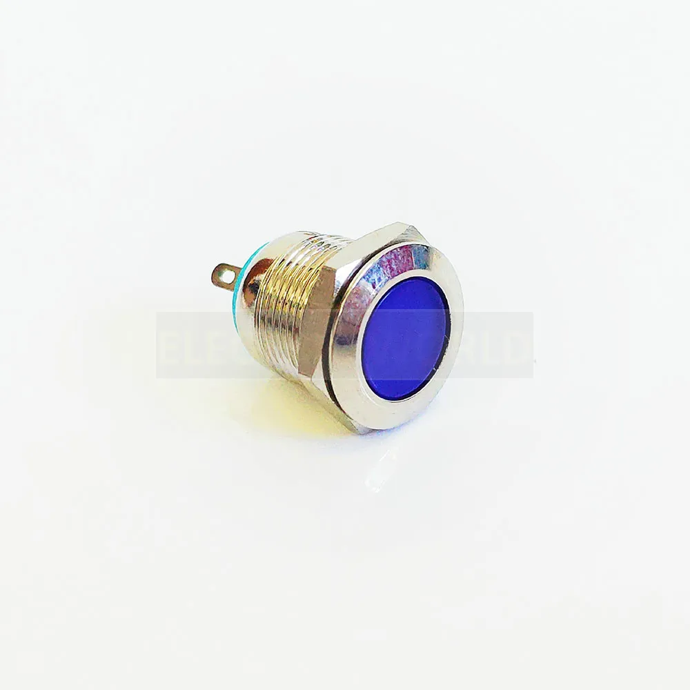 19mm LED Metal Indicator lamp waterproof Signal light five colors round LED flat button head pin connection LED metal button