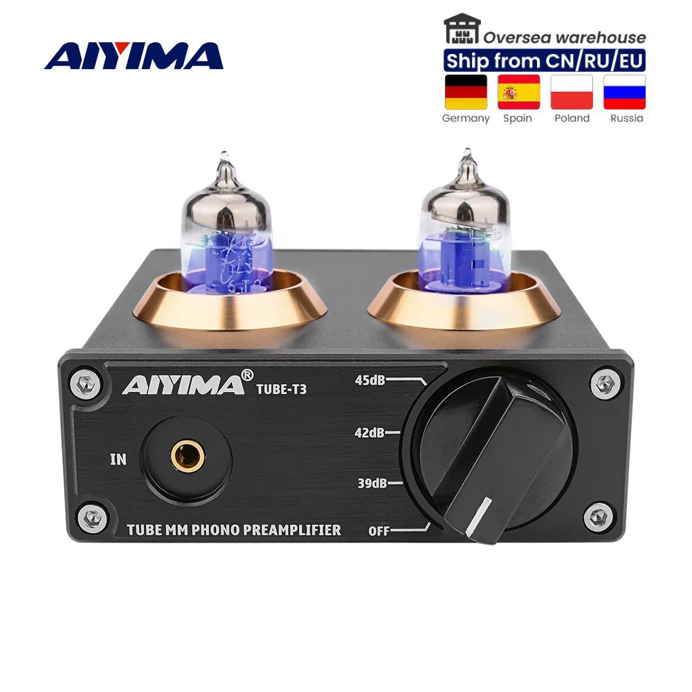 AIYIMA Audio T3 Phono Preamplifier for Turntable Phonograph Preamp Vinyl Record Player Mini Stereo HiFi Vacuum Amplifier DIY