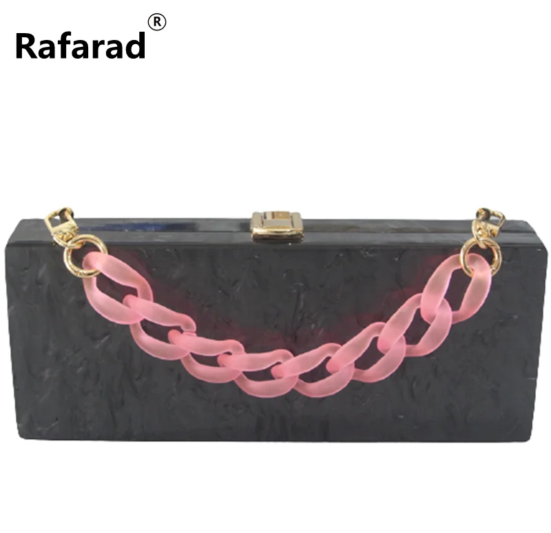 Factory Womens Acrylic PVC Evening Clutch Bag Formal Occasion Wedding Party Wallet 25 cm Long Pearl Black Lady Shoulder Handbag