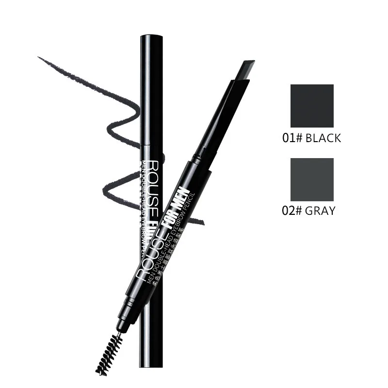 Eyebrow Pencil for Men with Eyebrow Brush Double Head Natural Super Fine Waterproof Lasting Eyes Rotatable Eyebrow Pen