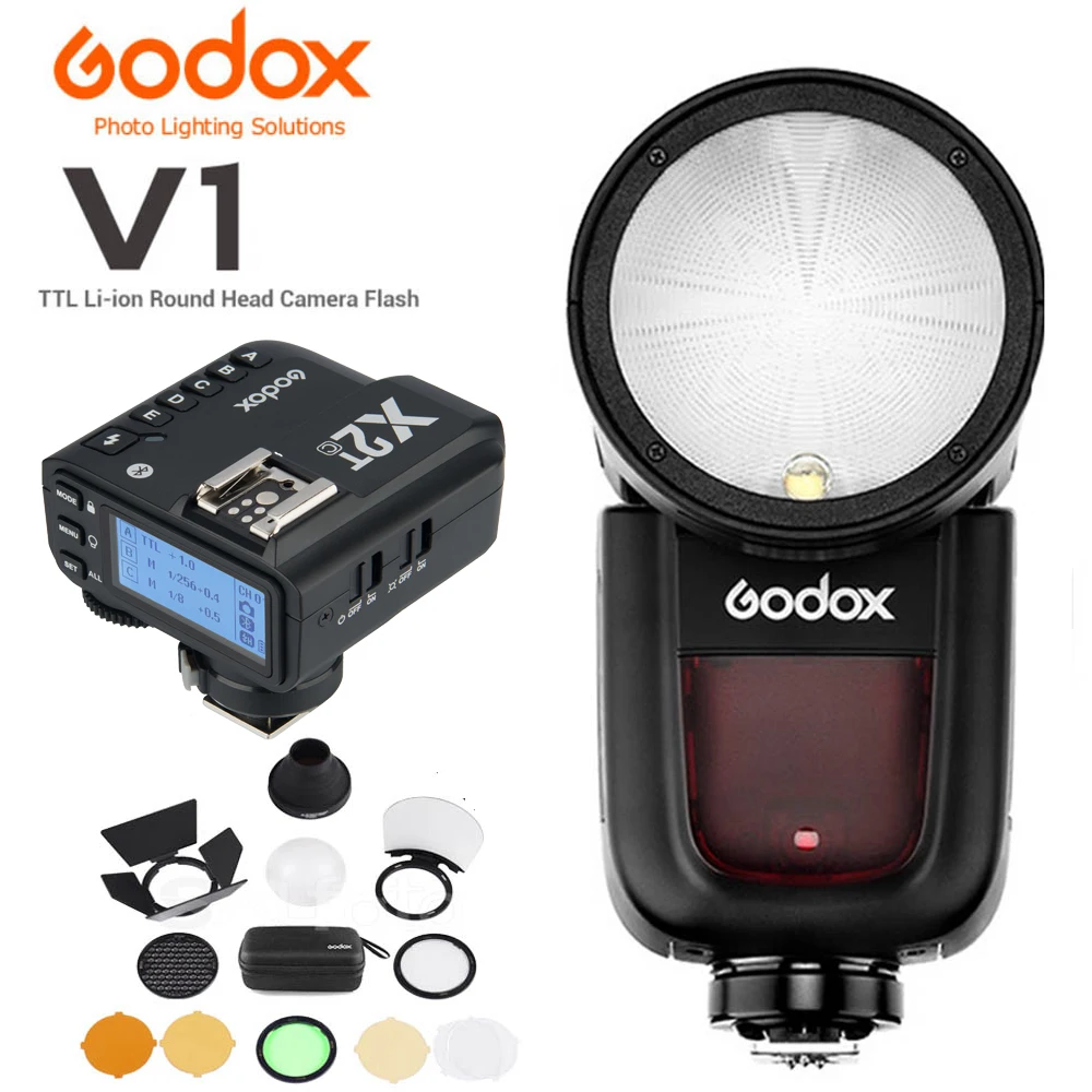 Godox V1 V1C V1N V1S V1F V1P V1O TTL ليثيوم أيون جولة رئيس كاميرا فلاش 2.4G HSS Speedlite لكانون نيكون سوني فوجي بنتاكس أوليمبوس