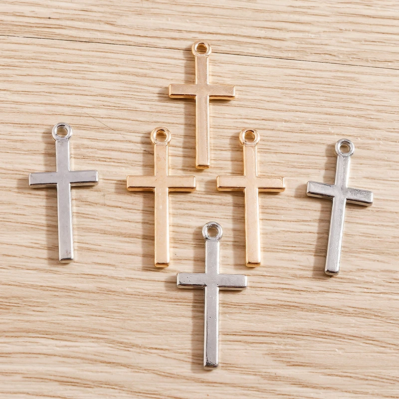20pcs 13*27mm Gold Silver Color Alloy Cross Charms for Jewelry Making DIY Handmade Drop Earrings Pendants Necklaces Crafts Gift
