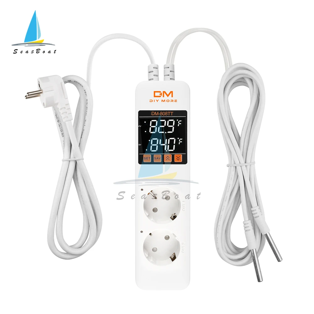 

DM-808TT Digital Thermostat Temperature Controller Thermoregulator EU/US Power Socket Outlet Heating Cooling Switch AC 220V 10A