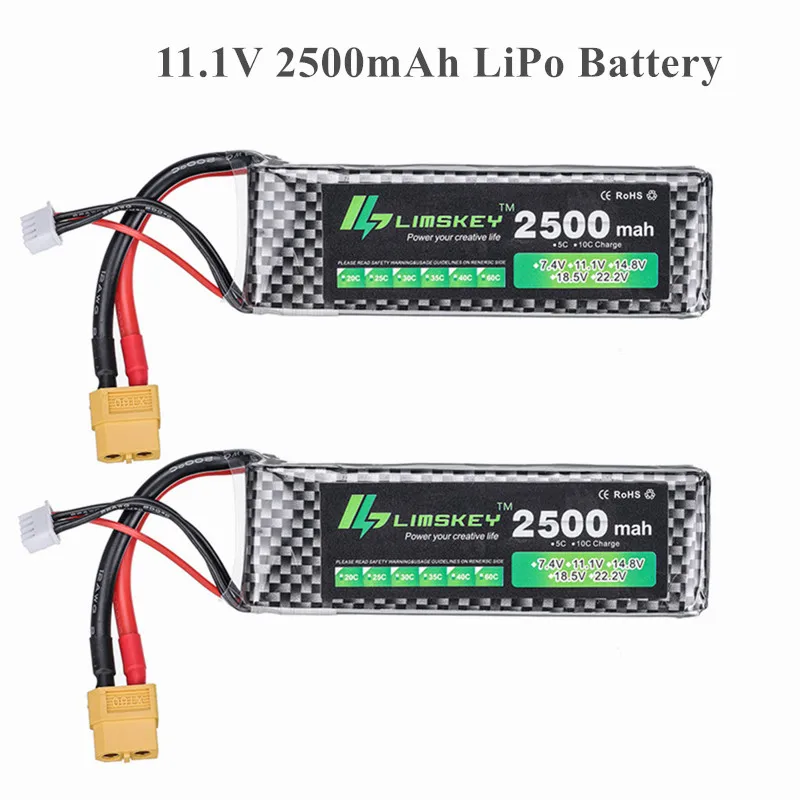 Bateria Lipo para Carro RC, Avião, Helicóptero, Alta Potência, Acessórios para Brinquedos, XT60 Plug, 11.1 V, 2500mAh, 3S, 803496