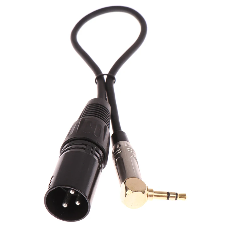 30cm XLR 3-Pin Male To 90 Degree Elbow 3.5mm Stereo Plug Audio Cord Adapter Microphone Mic Cable TRS Cable Jack 3.5 Male To Male