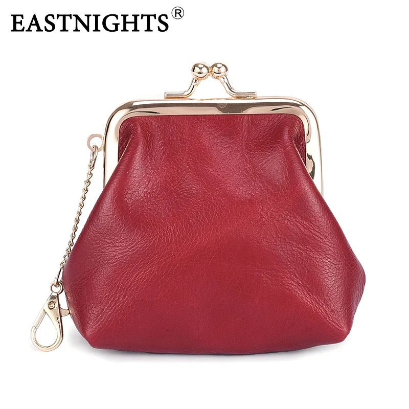 Button Coin Purse Women Genuine Leather Small Pocket Money Bag Ladies Fashion Clutch Change Wallet for Woman