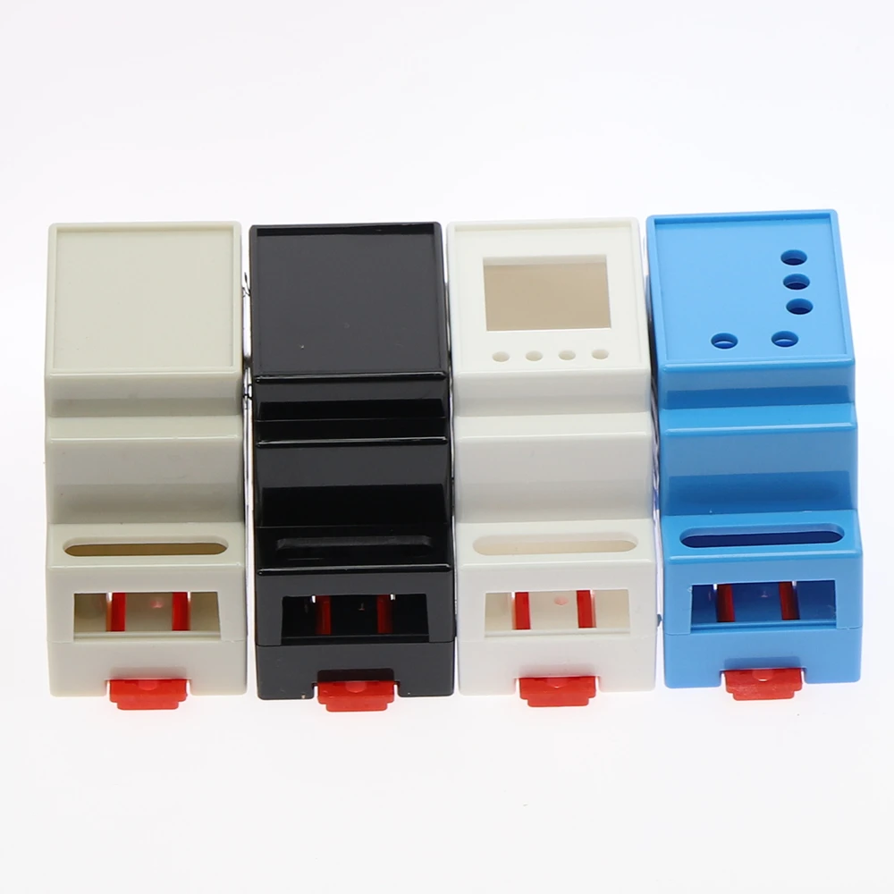 1PC DIN Rail PLC Junction Box Plastic Electronics Box Project Case 4Colors 88x37x59mm 35-Rail Mounting Instrument Housing