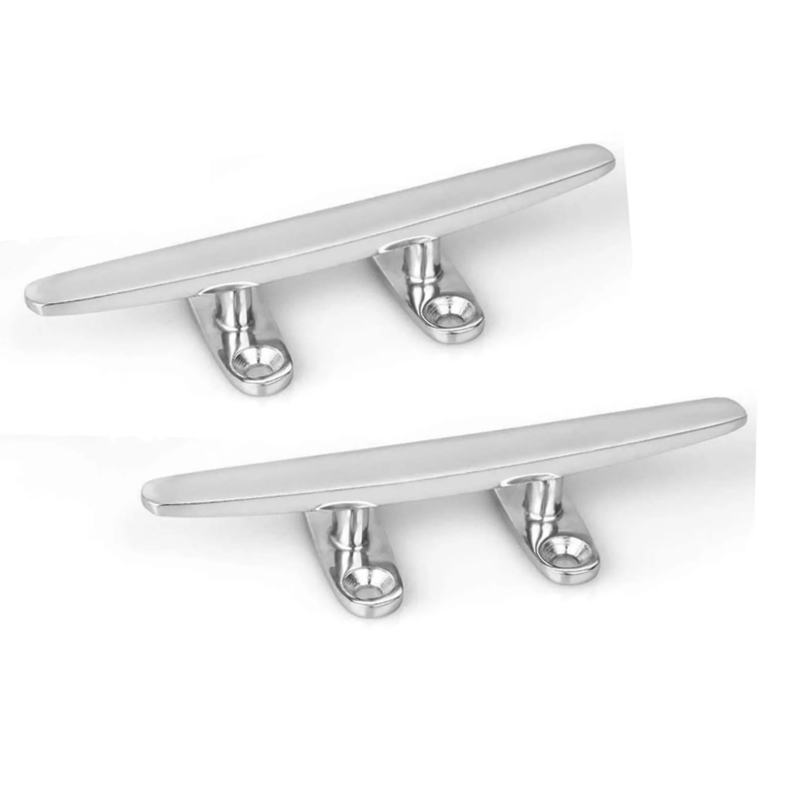 2 Pcs 316 Stainless Steel Boat Marine 4 inch(100mm) Cleat Flat Top Low Silhouette