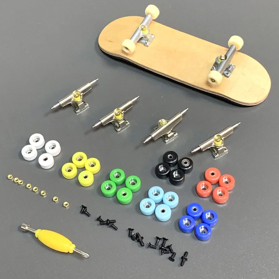 96mm Fingerboard Skateboard Wooden Deck Trucks Screws Nuts Spanner Finger Board Accessories Toys