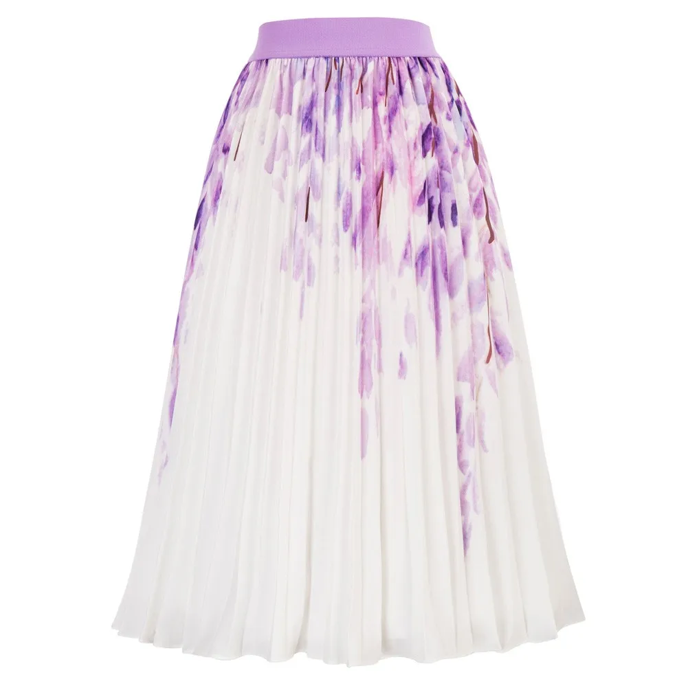 Grace Karin gonne a pieghe da donna vita elastica tinta unita foderato a vita alta gonne eleganti Vintage elegante dolce moda estate