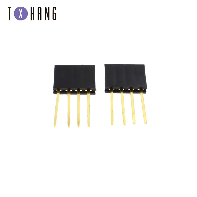 10/50PCS 4 Pin Header 2.54mm Pitch 4 Long Pin Single Stackable Shield Single Female diy electronics