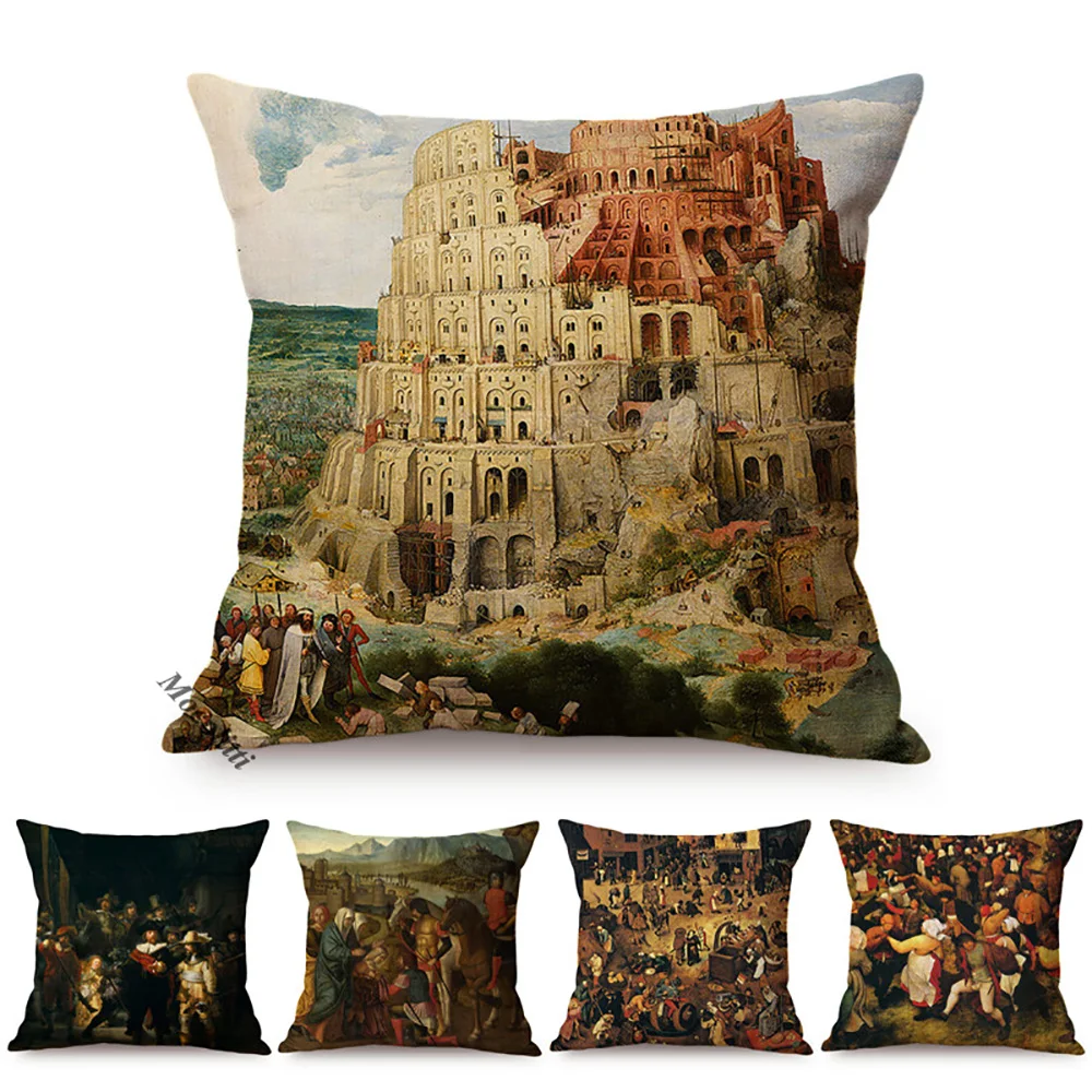 Rembrandt światowej sławy obraz olejny artystyczna poszewka na poduszkę styl nordycki renesansowy Vintage Home dekoracyjna lniana poszewka na poduszkę
