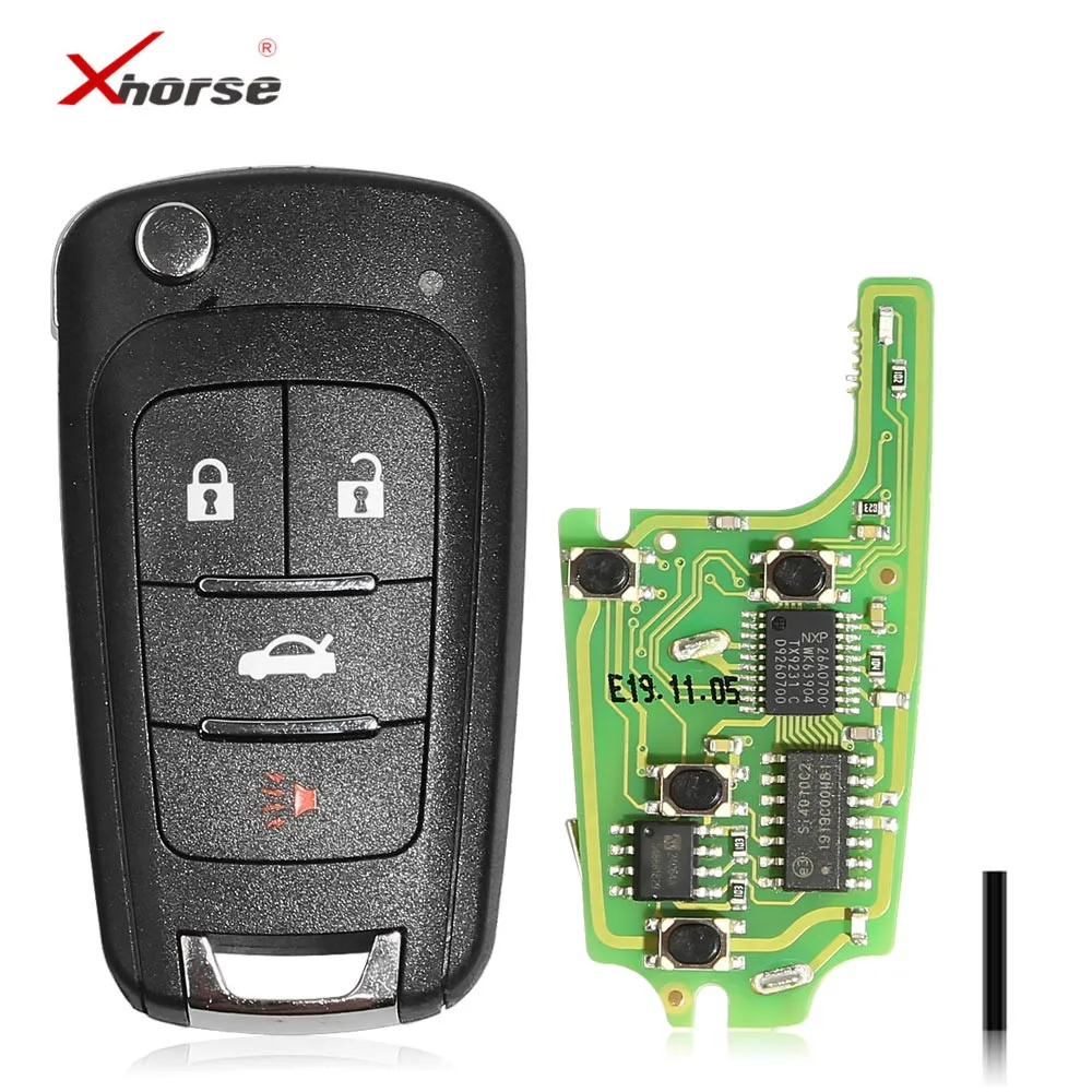 10pcs/lot Xhorse XKBU01EN Wire Remote Key For Buick Flip 4 Buttons English Version