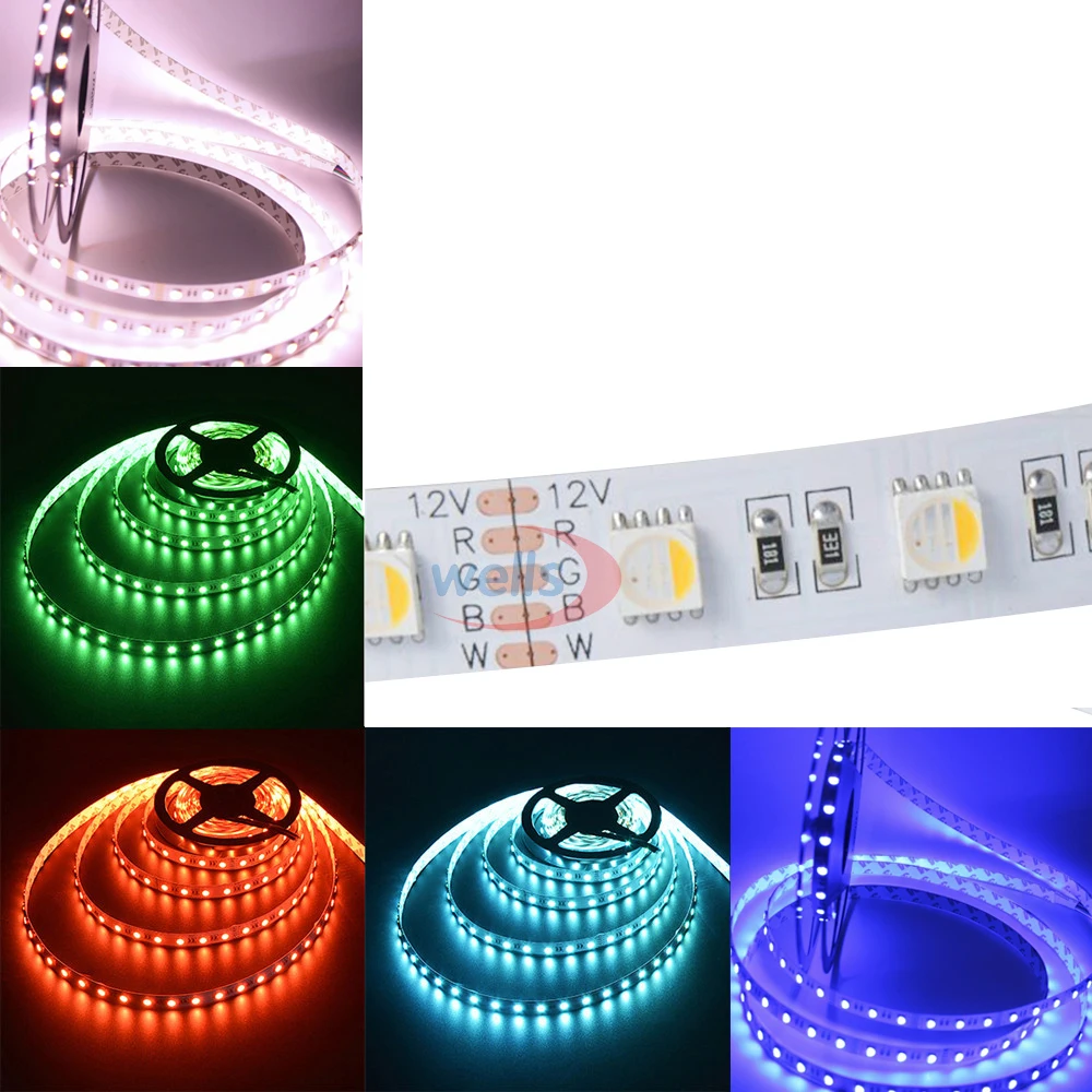 

Светодиодная лента 4 цветов в 1, 12 В, 5 м, 60 светодиодный одов, s/M, RGBW, RGBWW, RGB белый/теплый белый, 5050 SMD, гибсветильник IP30, IP65, IP67