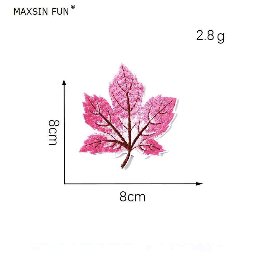 MAXSIN FUN 10PCS Cute Small Maple Leaf Patches Iron On Applique Chinese Style Embroidery Stickers Cloth DIY Decals Decorative