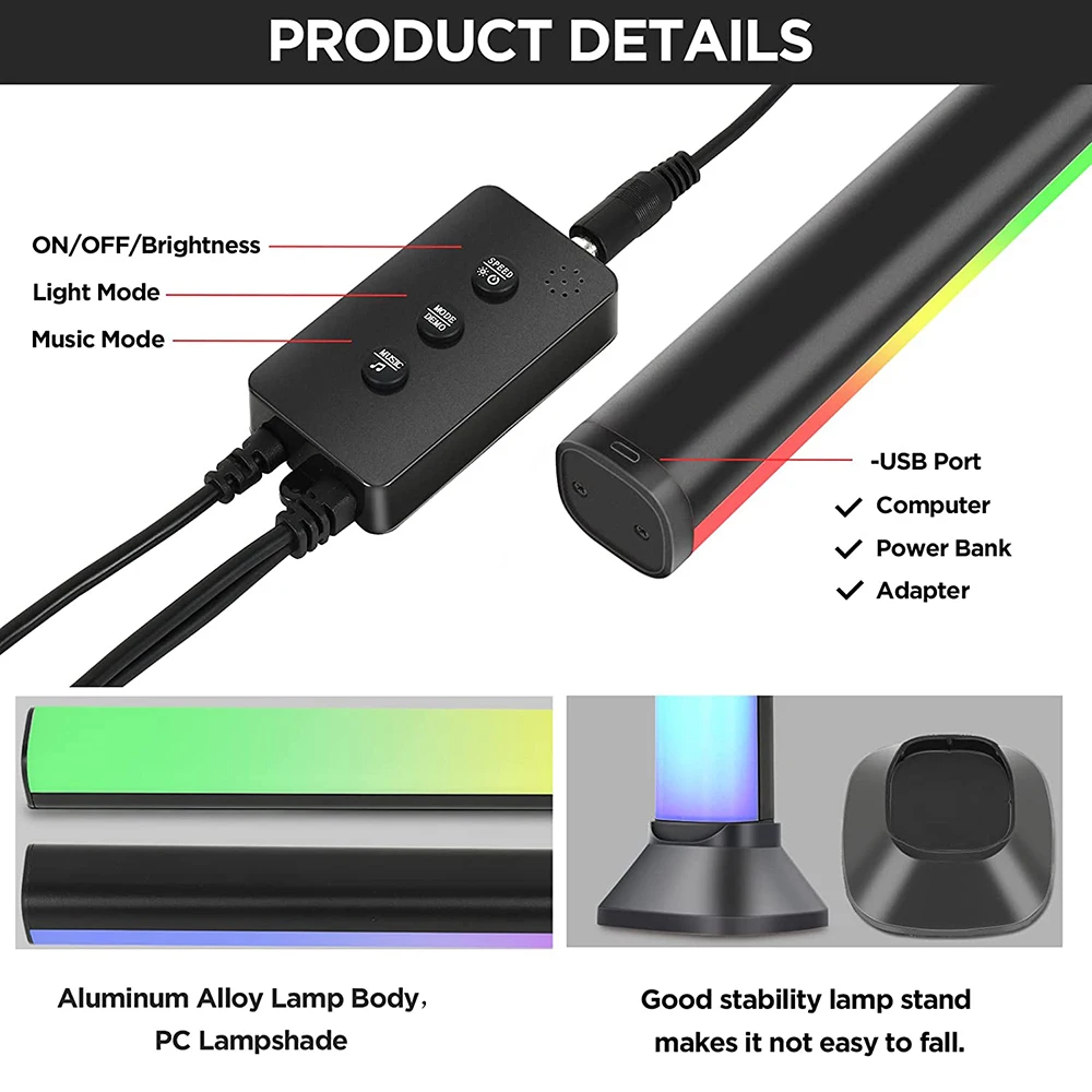 APP Control LED Pickup Rhythm Light Colorful Music Atmosphere Lamp Remote Control Ambiance Backlights for Gaming PC TV Room