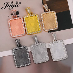 5pcs/lot Rectangle Pendant Base Crystal Bezels Blank Tray Charms For Jewelry Making Supplies DIY Photo Necklaces Accessories