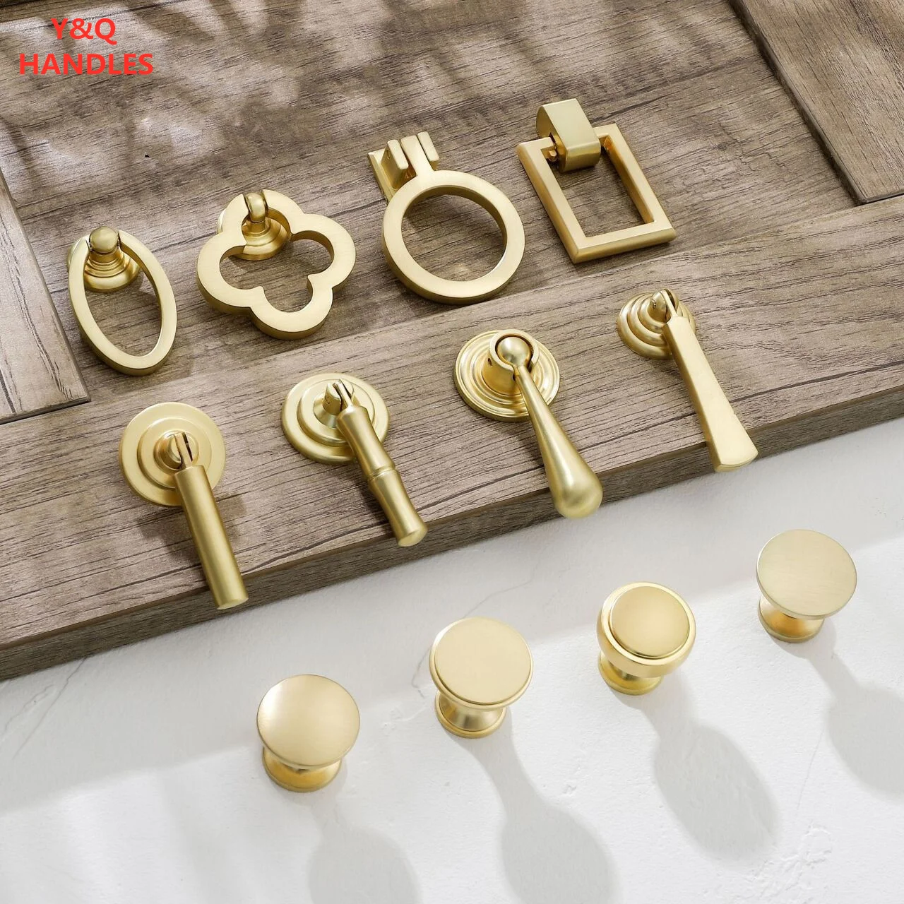 Handles Drawer Cabinet Furniture Kitchen Handles for Cabinet Knob Door Drawer Furniture Kitchen Golden Single hole Rings Knob