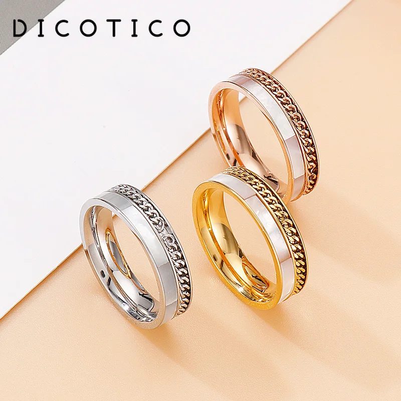 Fashion Double Layers Rings For Women Tri-Colors Stainless Steel Shell Mujer Anillos Wedding Bands Ring Bague Jewelry Gift 2021