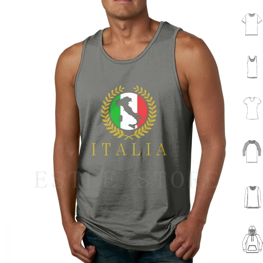 Italia Classico Tank Tops Colete Algodão Italia Itália Italianos Itália Bandeira Italiana Bandeira Nápoles Laurel Wreath