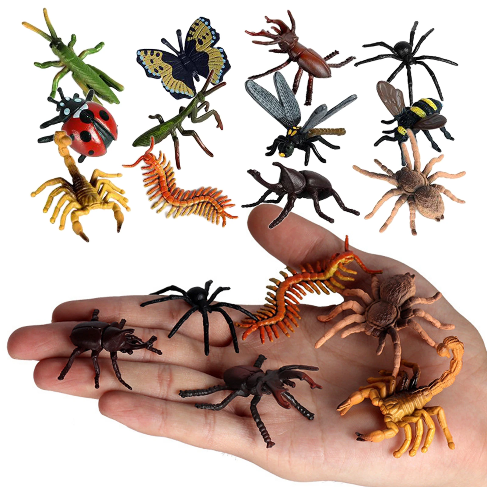 12pcs Plastic Realistic Insect Model Figure Toys Bug  Scorpion Bee