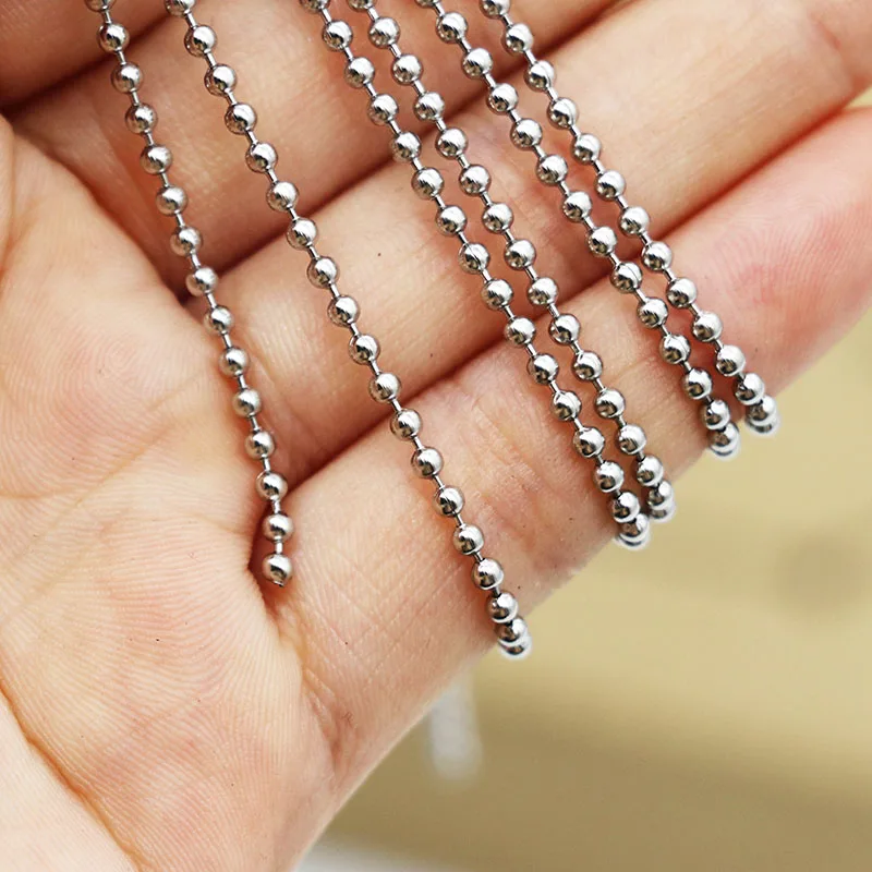 1 Pack/lot 100% Stainless Steel Bead Ball Bead Chains & Connector Clasps 1.5 2 2.4mm Ball Chains For DIY Necklace Jewelry Making