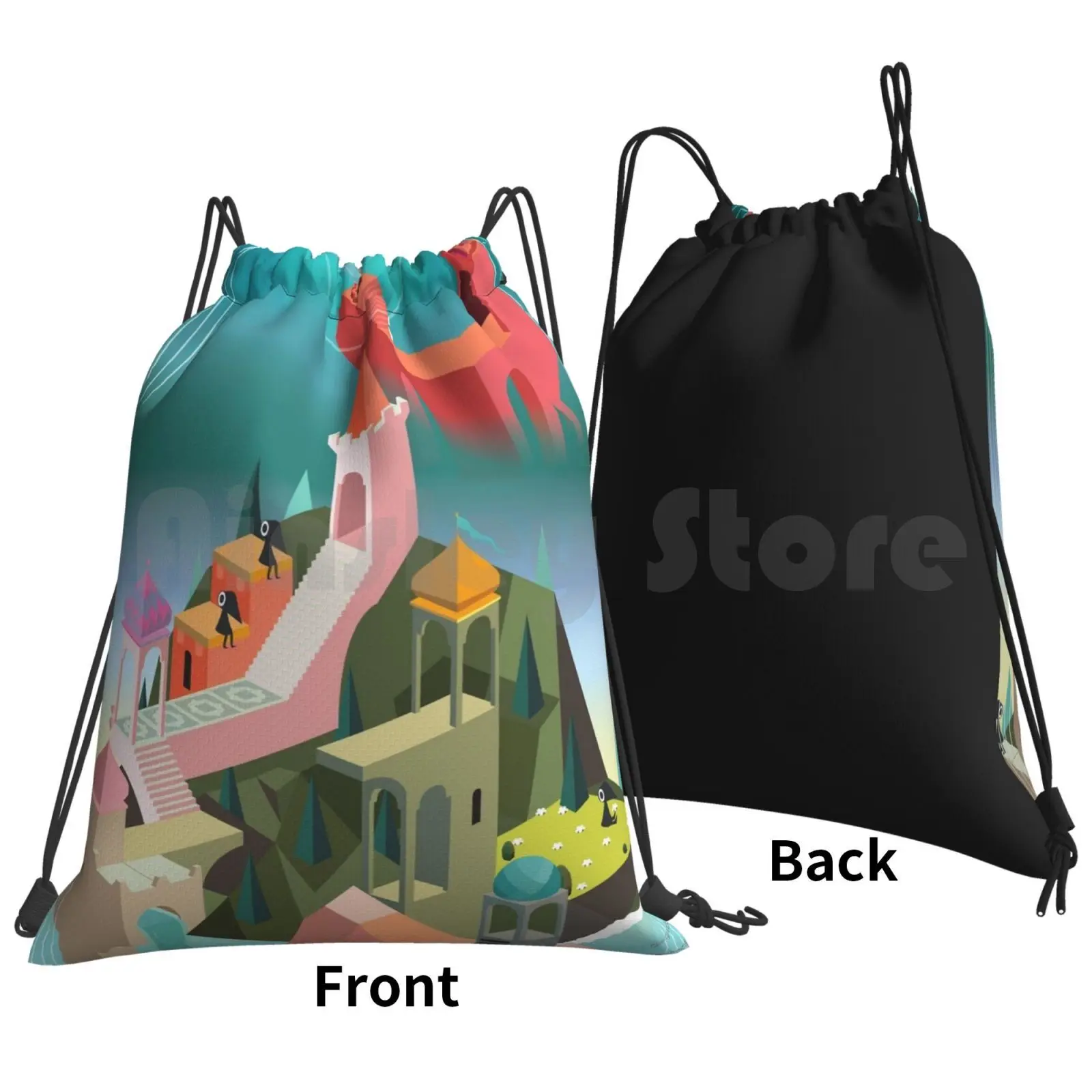 One Special Day Monument Valley Backpack Drawstring Bags Gym Bag Waterproof Videogame Video Game Monument Valley Puzzle