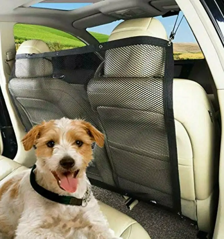 Car Barrier Mesh Net Protector with Hooks Straps Pet Anti-collision Travel Safety Universal Back Seat Fence Dog Accessories