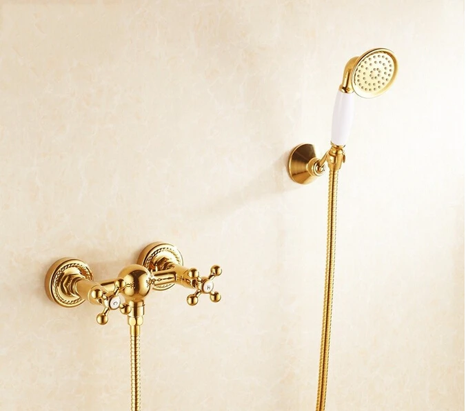 

Vidric Gold Bathroom Shower Faucet Set Diverter Spray Banheiro Chuveiro Torneira Hot Cold Mixer Tap Plumbing Sanitary