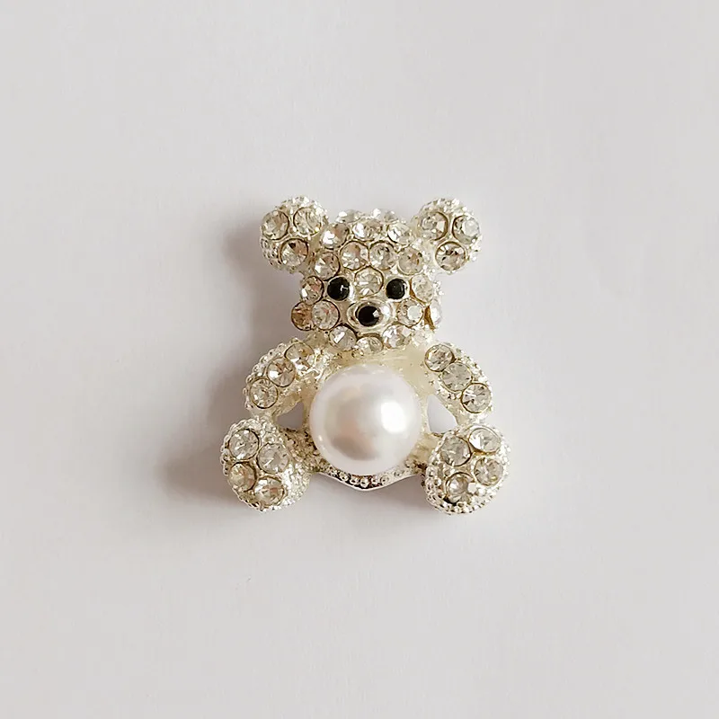 5 pcs/lot New Full Diamond Pearl Bear Alloy Accessories DIY Handmade Cartoon Children\'s Hair Accessories Pendant Doll Bracelet J