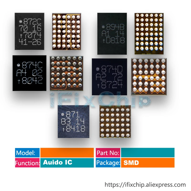 2pcs/lot 874C 872C 874D 894C 871 894B Audio code ic ring ic for Huawei P10 PRO mate10 OPPO R17 cellphone sound chip