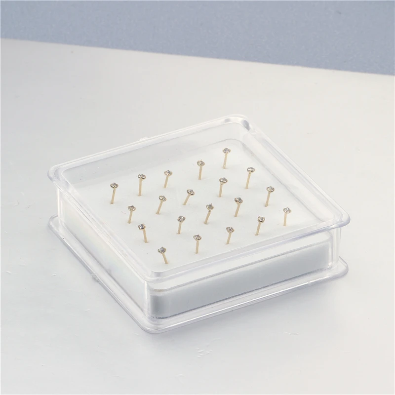 20 Pcs Straight Pin Nose Stud Nose Stud Box 2mm with End Ball Crystal Nose Piercing Body Jewelry Nose Studs Rings Piercing Pin