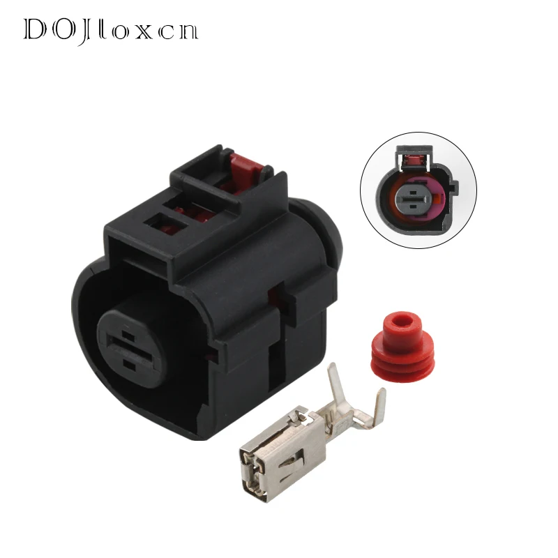 1/2/5/10/20/50 Sets 1 Pin Car Black Connector Waterproof  Female Wiring Plug For Golf  Touran Polo Car Starter Motor 1K0973751