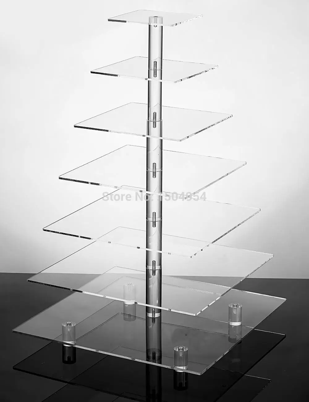 HMROVOOM square 7 Tier clear  Acrylic Cupcake Display Stand /acrylic cake stand with base