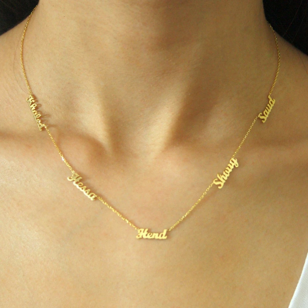 Custom 1-6 Multiple Names Necklace Women Choker Personalized Name Necklace Mom Dad Jewelry Stainless Steel Birthday GiftS