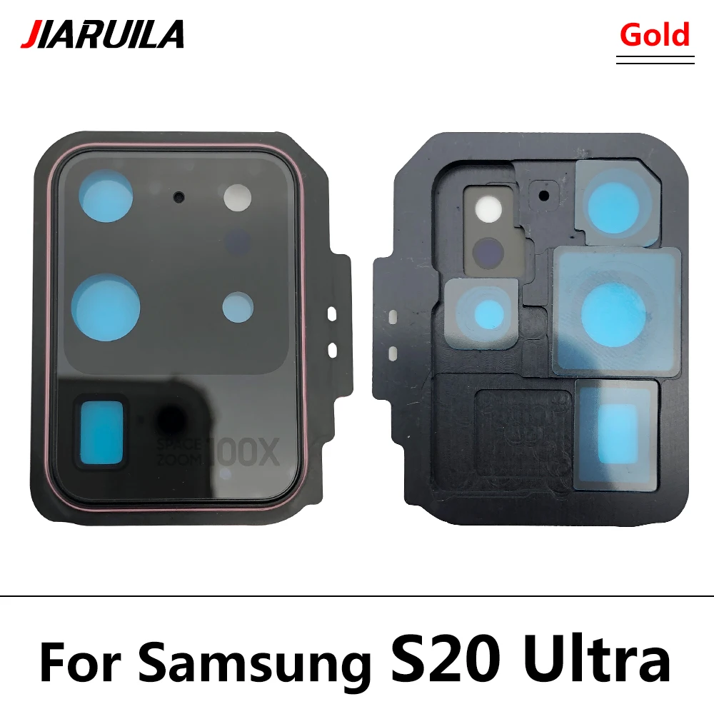 New Back Rear Camera Glass Lens Frame Holder Cover with Sticker For Samsung S20 Fe / S20 Ultra / S20 Plus / S20 Glass Lens Frame