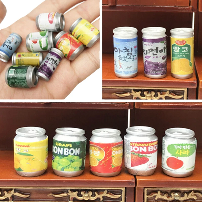 Accesorios para casa de muñecas 1:12, Mini latas de frutas enlatadas, comida en miniatura, juego de cocina, accesorios de comida para muñecas, juguete de 3/5 piezas