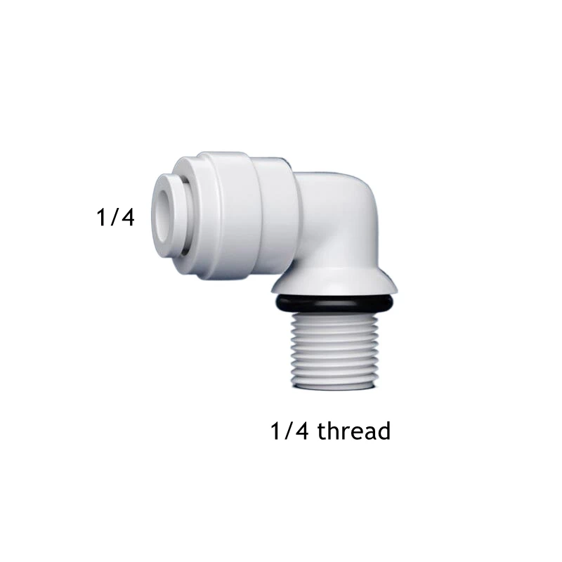 Codo de 10 piezas RO de ajuste de agua, rosca macho hembra de 90 grados, 1/4, 3/8 POM, manguera de PE, Conector de filtro, piezas de ósmosis inversa