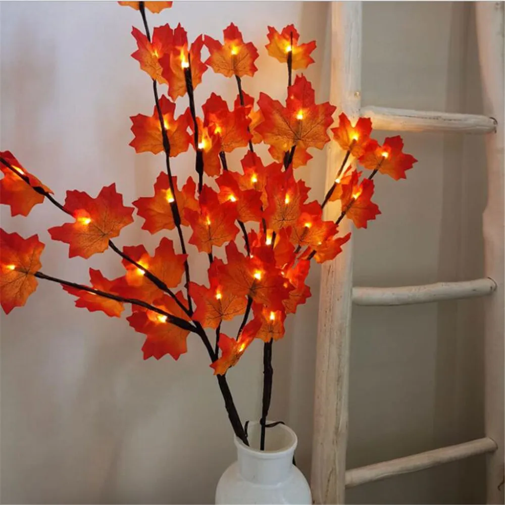 

20 LED Simulation Maple Leaf Branch Light LED Willow Branch Lights Lamp DIY Vase Filler Twig Lights New Year Christmas Gift