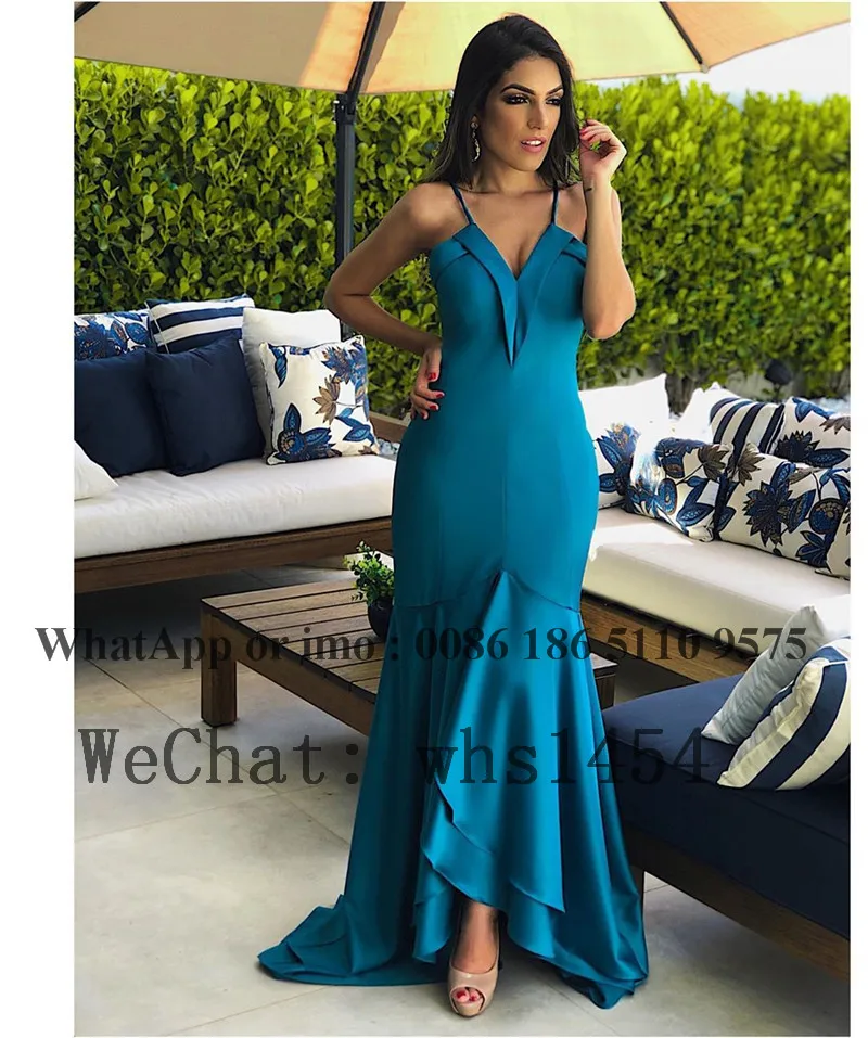 Mbcullyd Hi-low حورية البحر فساتين سهرة طويلة 2023 السباغيتي الأشرطة فساتين حفلات للنساء حجم كبير Vestidos De Fiesta حجم كبير