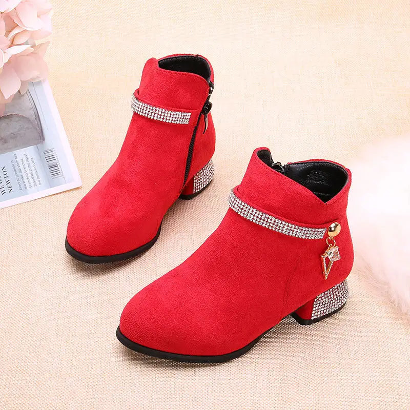 Botas de moda para niños y niñas, zapatos de boda y fiesta, rosa, rojo, negro, 4, 5, 6, 7, 8, 9, 10, 11-14T, Otoño e Invierno