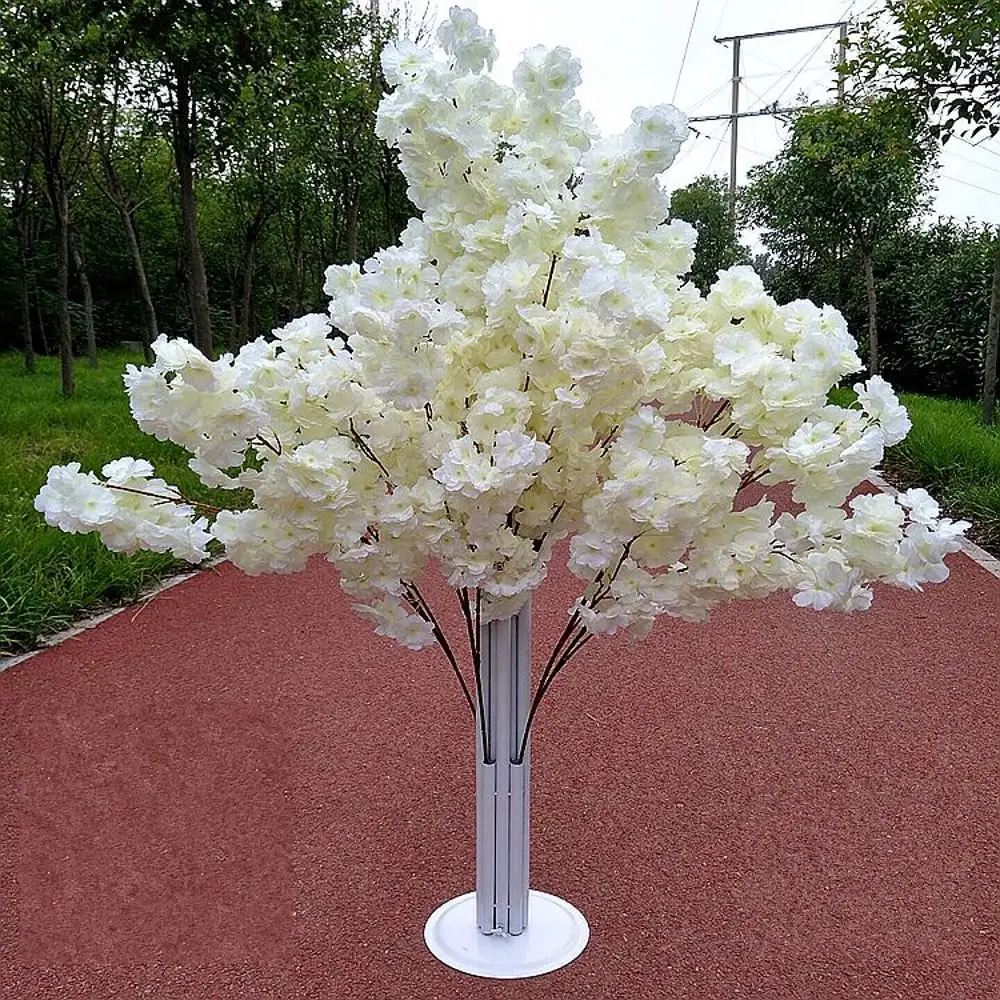 1.5M 5ft height white Artificial Cherry Blossom Tree road lead Fake Cherry Flower with iron shelf For Wedding party Props